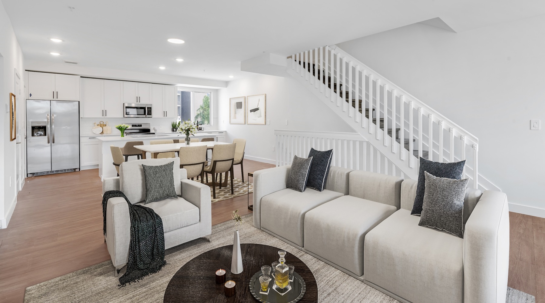 living room connected to kitchen